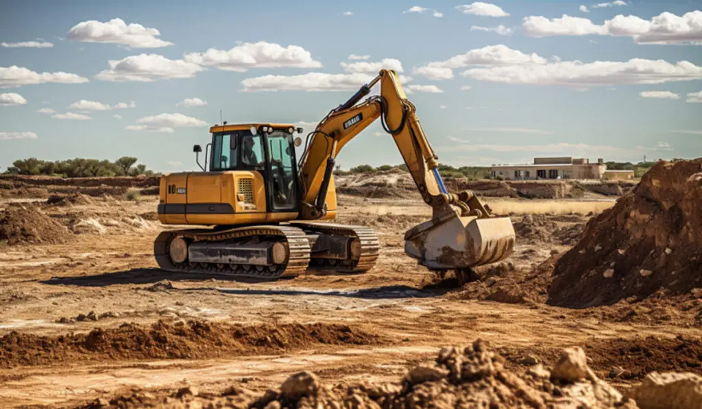 backhoe digging mineral