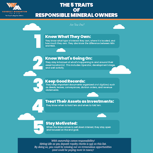 Infographic about the 5 traits of responsible mineral owners.